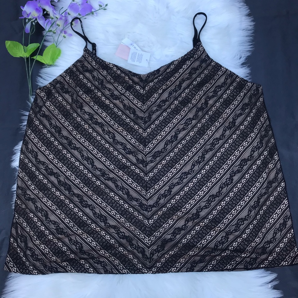 Plus size tank top Philosophy Spaghetti Strap Black Lace  2X